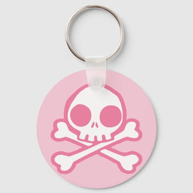 Cute Pink Skull Key Ring (Front)