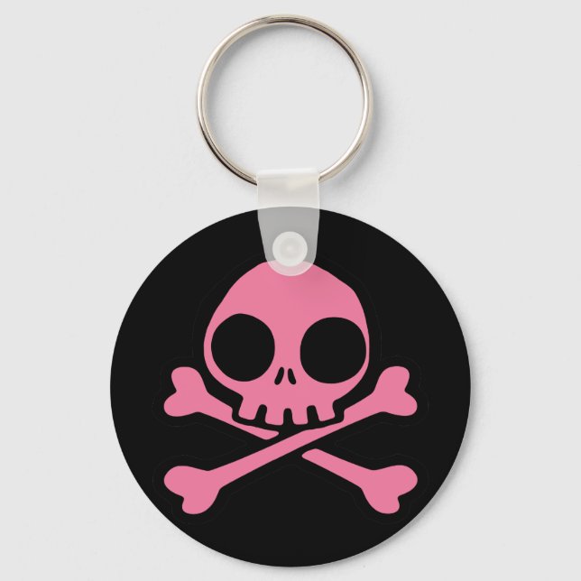 Cute Pink Skull Key Ring (Front)