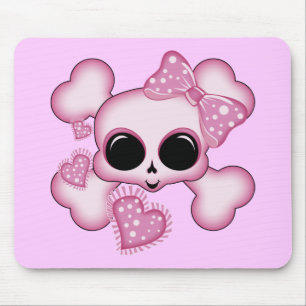 Cute Pink Skull Mouse Mat