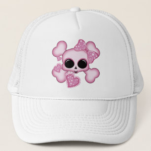 Cute Pink Skull Trucker Hat