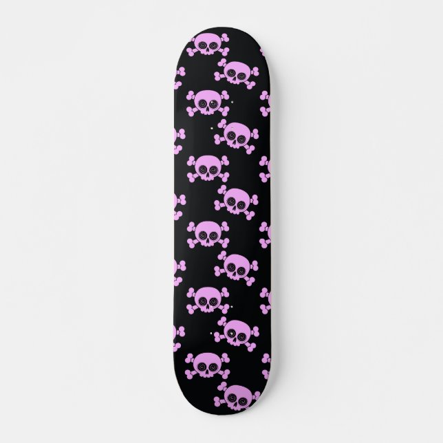 Cute Pink Skulls Skateboard (Front)