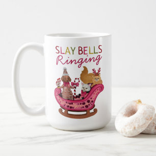 Cute Pink Slay Bells Ringing Christmas Pun Coffee Mug