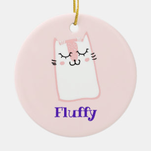 Cute Pink Sleeping Kitty Cat Ceramic Tree Decoration