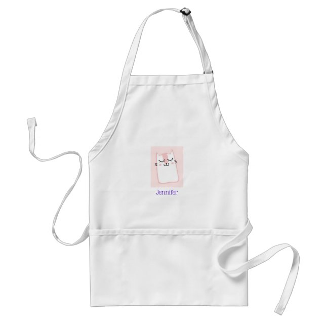 Cute Pink Sleeping Kitty Cat Standard Apron (Front)