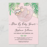 Cute Pink Sloth Drive By Baby Shower