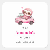 Cute Pink Sloth Driving a Car Kitchen