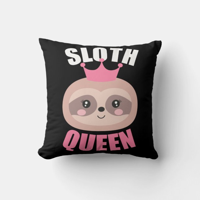 Cute Pink Sloth Queen Cushion Pillow (Front)