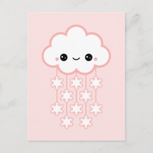 Cute Pink Snow Cloud Postcard