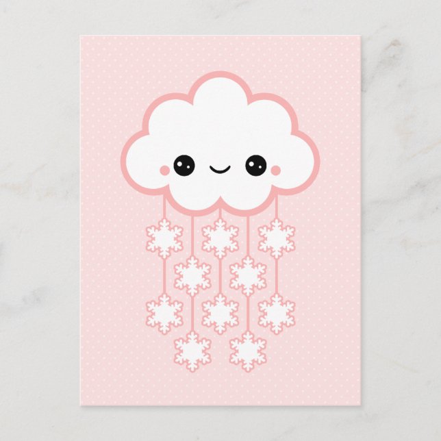Cute Pink Snow Cloud Postcard (Front)