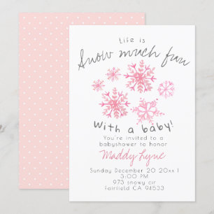 Cute pink snow girl babyshower party Invite