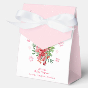 Cute Pink Snowflake Festive Candy Baby Shower Favour Box