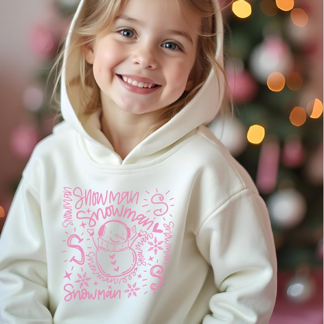 Cute Pink Snowman (Cute pink snowman hoodie sweatshirt for girls.)