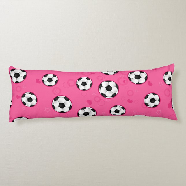 Cute Pink Soccer Pattern Body Cushion (Back)