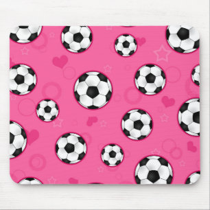 Cute Pink Soccer Star Print Mouse Mat