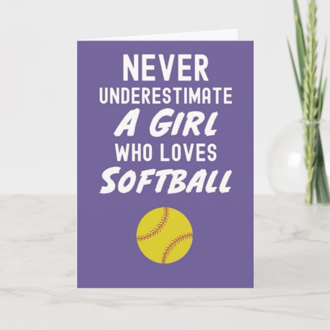 Cute Pink Softball Cards For Girls Players Her Kid (Front)