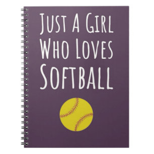 Cute Pink Softball Gifts For Kids Girls Players Notebook