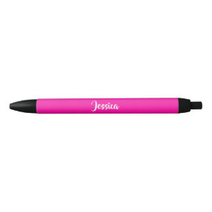Cute pink solid plain black ink pen
