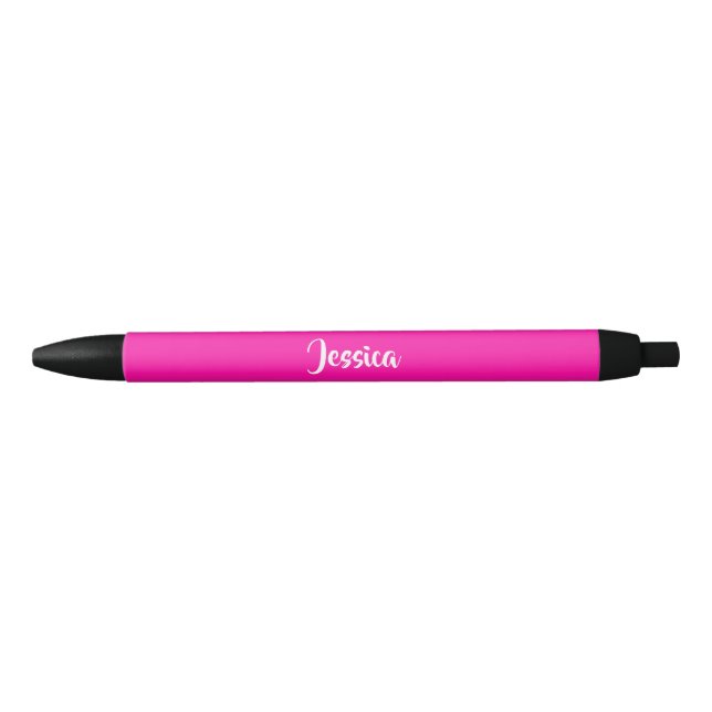 Cute pink solid plain black ink pen (Front)