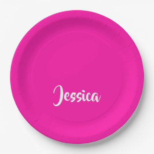 Cute pink solid plain paper plate