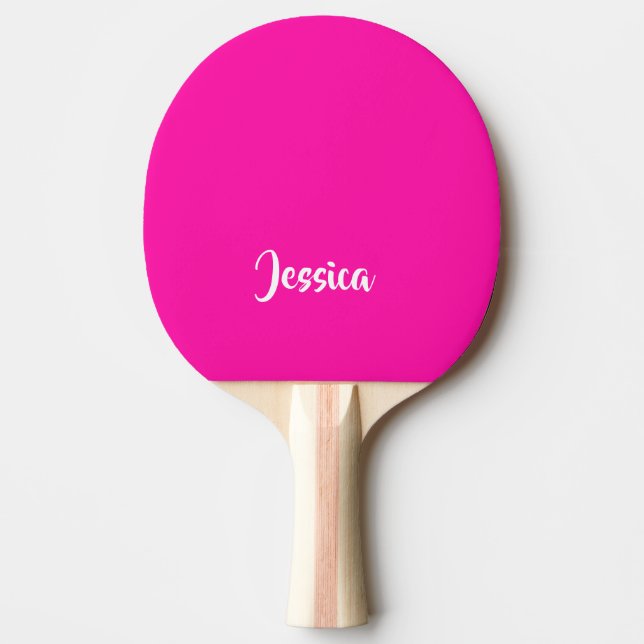 Cute pink solid plain ping pong paddle (Front)