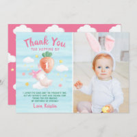 Cute Pink Some Bunny with Carrot Photo Birthday