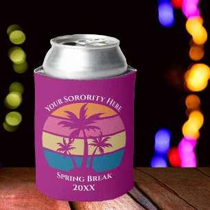 Cute Pink Sorority Spring Break Custom Beach Party Can Cooler