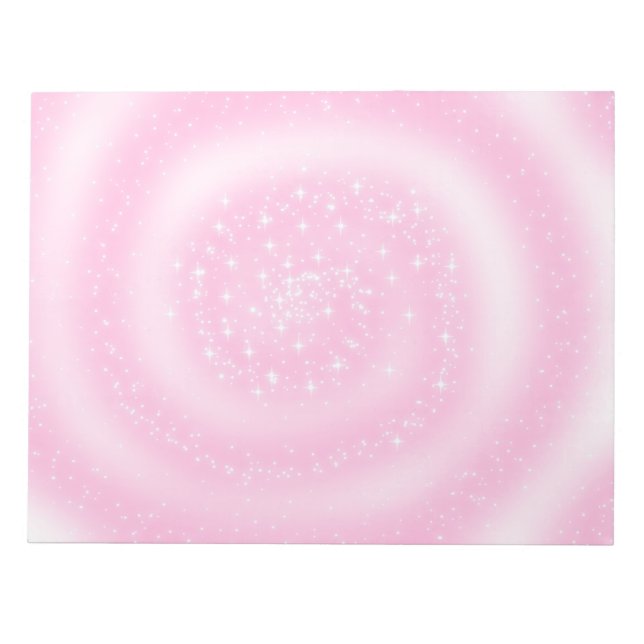 Cute Pink Sparkly Starry Spiral Notepad (Front)