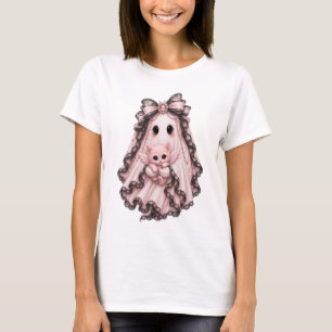 Cute Pink Spider Ghost Halloween T-Shirt Coquett