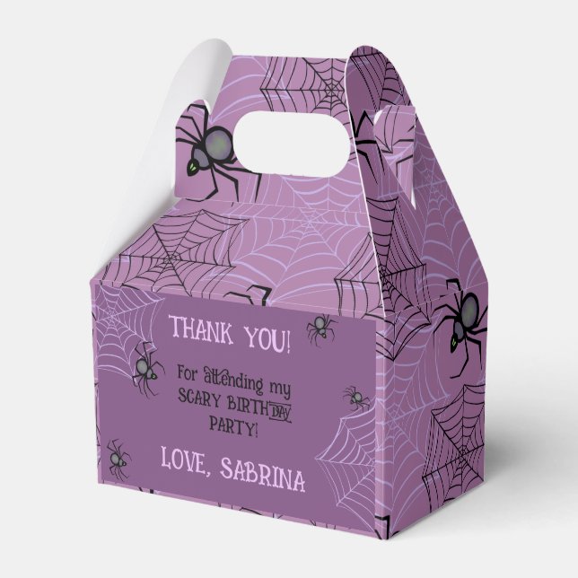 Cute Pink Spider Halloween Birthday Favour Box (Front Side)