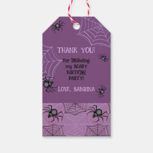 Cute Pink Spider Halloween Birthday Party Gift Tag