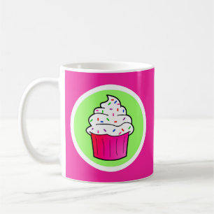 Cute Pink Sprinkle Cupcake Cartoon Coffee Mug
