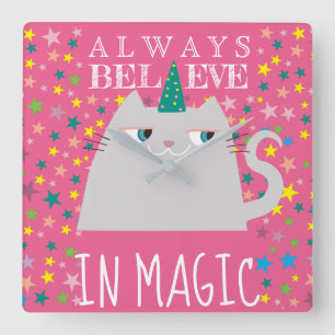 Cute Pink Square Wall Clock