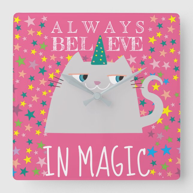 Cute Pink Square Wall Clock (Front)