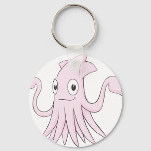 Cute Pink Squid Cartoon Shirt Key Ring