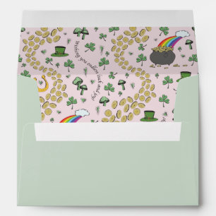 Cute Pink St Patrick's Luck & Joy Irish Blessing Envelope