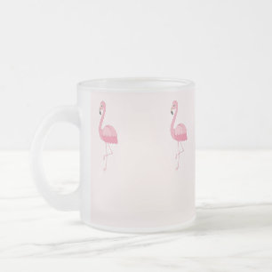 Cute pink standing flamingo frosted glass coffee mug