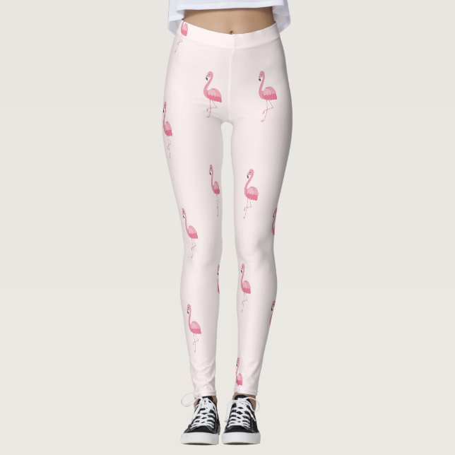 Cute pink standing flamingo leggings (Front)