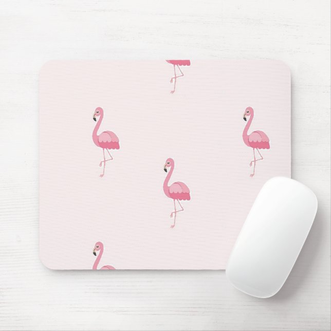 Cute pink standing flamingo mouse mat (With Mouse)