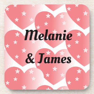 Cute Pink Star Hearts Pattern Coaster