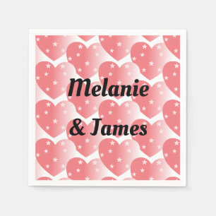 Cute Pink Star Hearts Pattern Square Sticker Napkin
