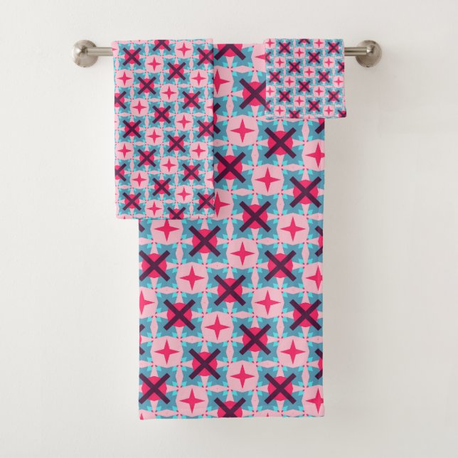 Cute Pink Star Pattern Bath Towel (Insitu)