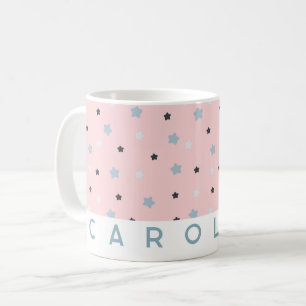 Cute Pink Star Pattern Personalised Name Mug