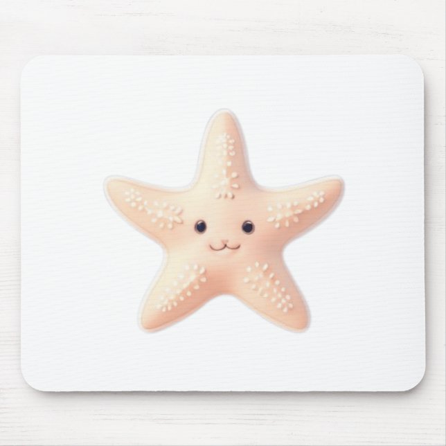 Cute Pink Starfish Mouse Mat (Front)