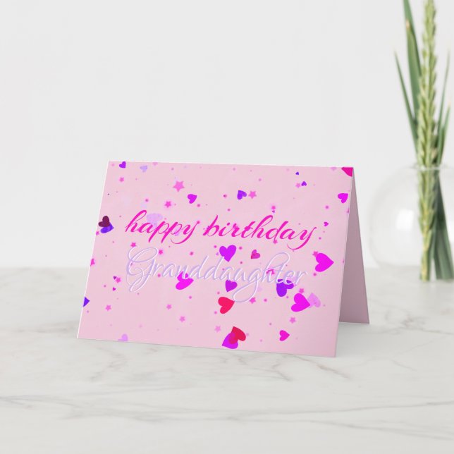  Cute Pink Stars Granddaughter Birthday Card (Front)