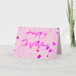  Cute Pink Stars Granddaughter Birthday Card