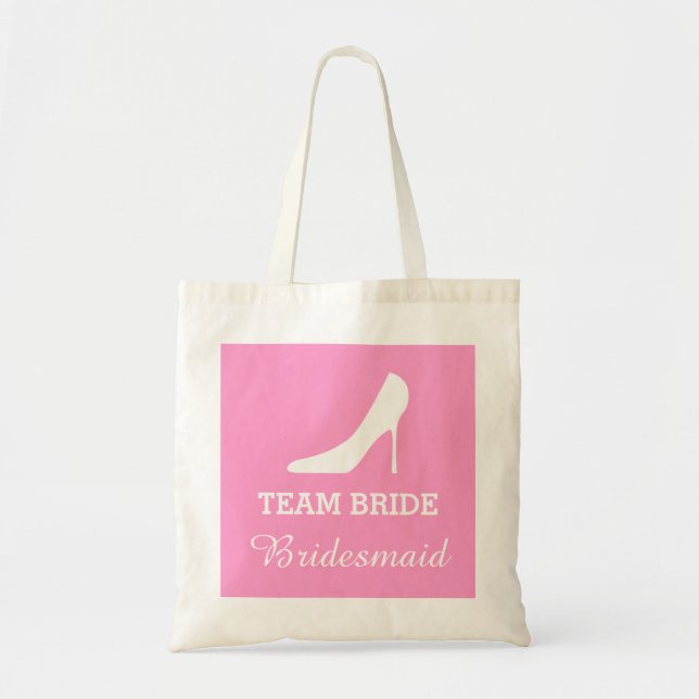 Cute pink stiletto high heel shoe wedding tote bag (Front)