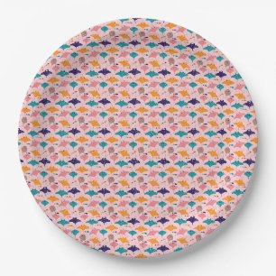Cute pink sting ray and manta ray fish pattern paper plate