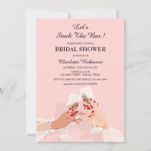 Cute Pink Stock The Bar Bridal Shower Invitation
