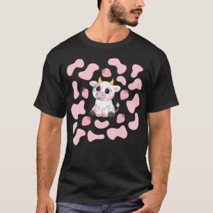 Cute Pink Strawberry Cow Print Aesthetic Pattern K T-Shirt