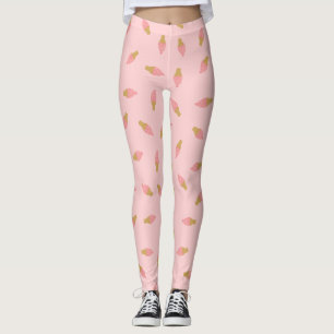 Cute Pink Strawberry Ice Cream Cone Leggings
